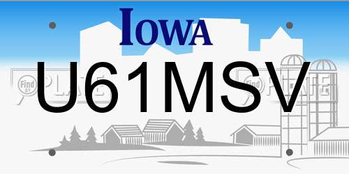 U61MSV Iowa License Plate