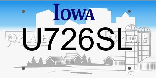 U726SL Iowa License Plate