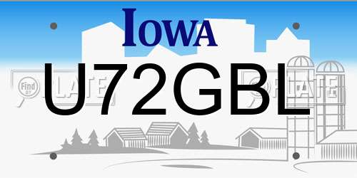 U72GBL Iowa License Plate