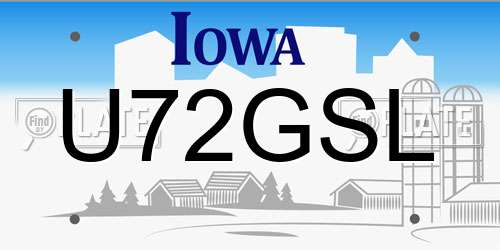 U72GSL Iowa License Plate