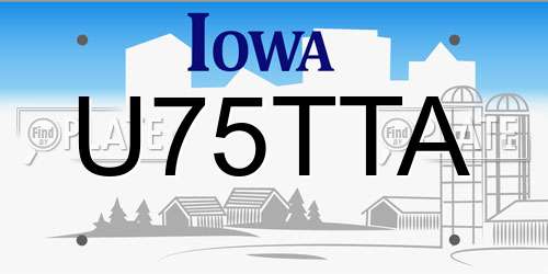 U75TTA Iowa License Plate