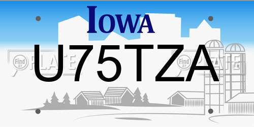 U75TZA Iowa License Plate