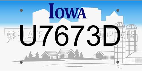 U7673D Iowa License Plate