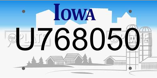 U768050 Iowa License Plate