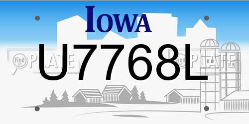 U7768L Iowa License Plate