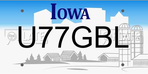 U77GBL Iowa License Plate