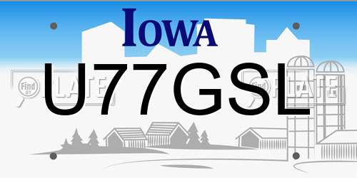 U77GSL Iowa License Plate