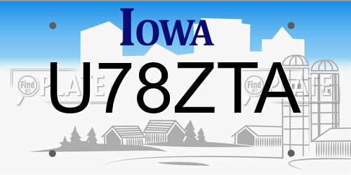 U78ZTA Iowa License Plate