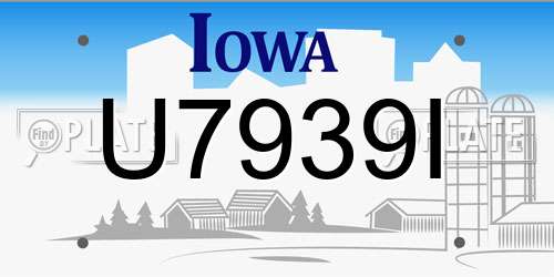 U7939I Iowa License Plate