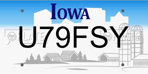 U79FSY Iowa License Plate