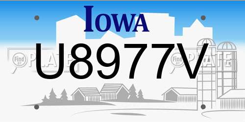 U8977V Iowa License Plate