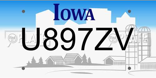 U897ZV Iowa License Plate