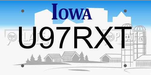 U97RXT Iowa License Plate
