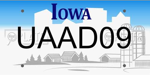 UAAD09 Iowa License Plate