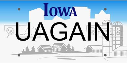 UAGAIN Iowa License Plate