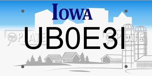 UB0E3I Iowa License Plate