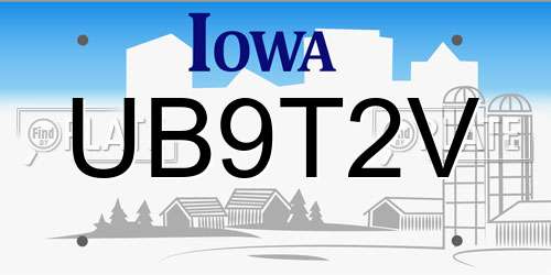 UB9T2V Iowa License Plate
