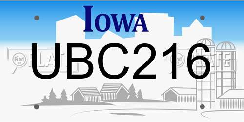 UBC216 Iowa License Plate