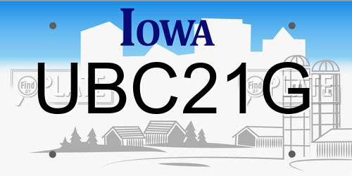 UBC21G Iowa License Plate