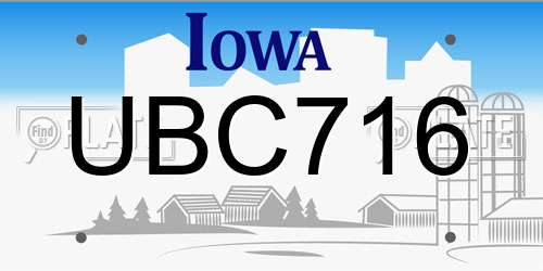 UBC716 Iowa License Plate