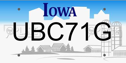 UBC71G Iowa License Plate