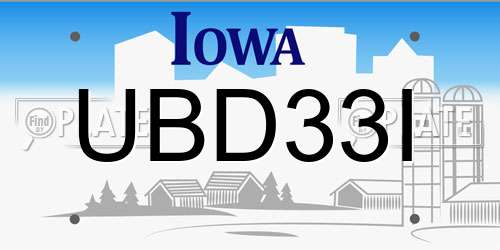 UBD33I Iowa License Plate