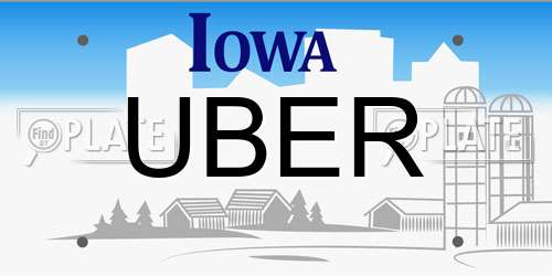 UBER Iowa License Plate