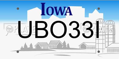 UBO33I Iowa License Plate