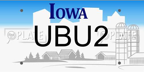 UBU2 Iowa License Plate