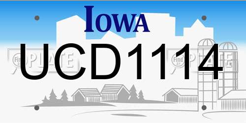UCD1114 Iowa License Plate
