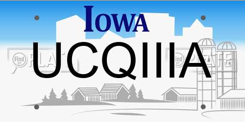 UCQIIIA Iowa License Plate