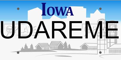 UDAREME Iowa License Plate