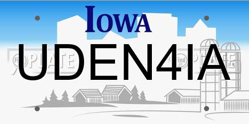 UDEN4IA Iowa License Plate