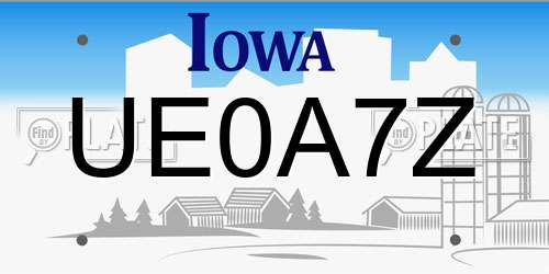 UE0A7Z Iowa License Plate