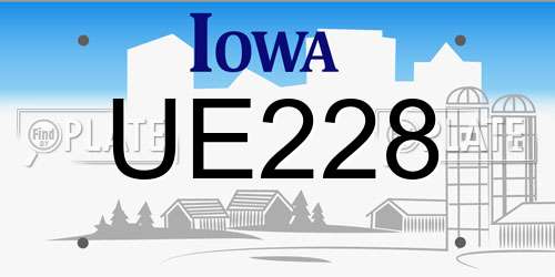 UE228 Iowa License Plate
