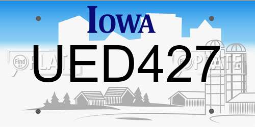 UED427 Iowa License Plate