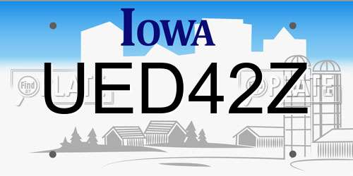 UED42Z Iowa License Plate