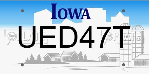 UED47T Iowa License Plate