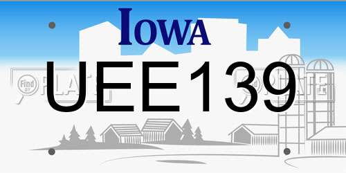 UEE139 Iowa License Plate