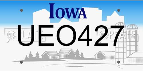 UEO427 Iowa License Plate
