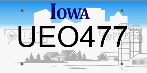 UEO477 Iowa License Plate