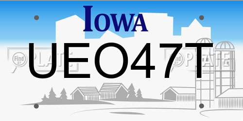 UEO47T Iowa License Plate