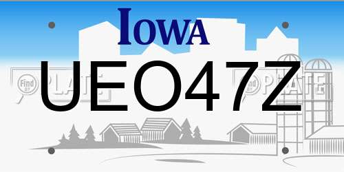 UEO47Z Iowa License Plate