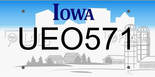 UEO571 Iowa License Plate