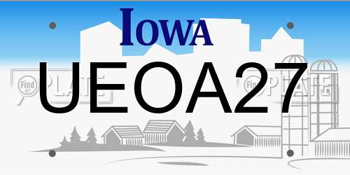 UEOA27 Iowa License Plate
