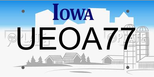 UEOA77 Iowa License Plate