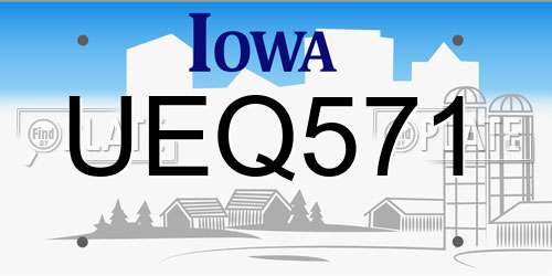 UEQ571 Iowa License Plate