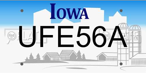 UFE56A Iowa License Plate