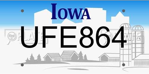 UFE864 Iowa License Plate
