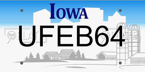 UFEB64 Iowa License Plate